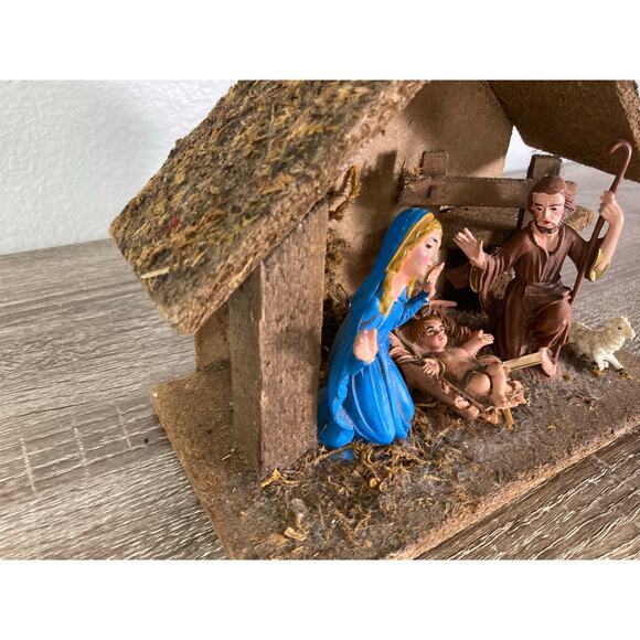Vintage Italian Wooden Nativity Scene Crèche Set Rustic Handmade Christmas Decor - Picture 8 of 12